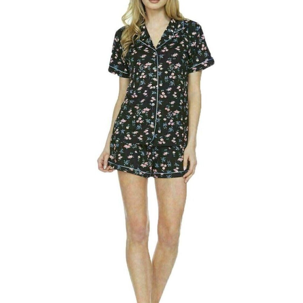 Flora by Flora Nikrooz Printed Pajama Shorts Set, BLACK, S
